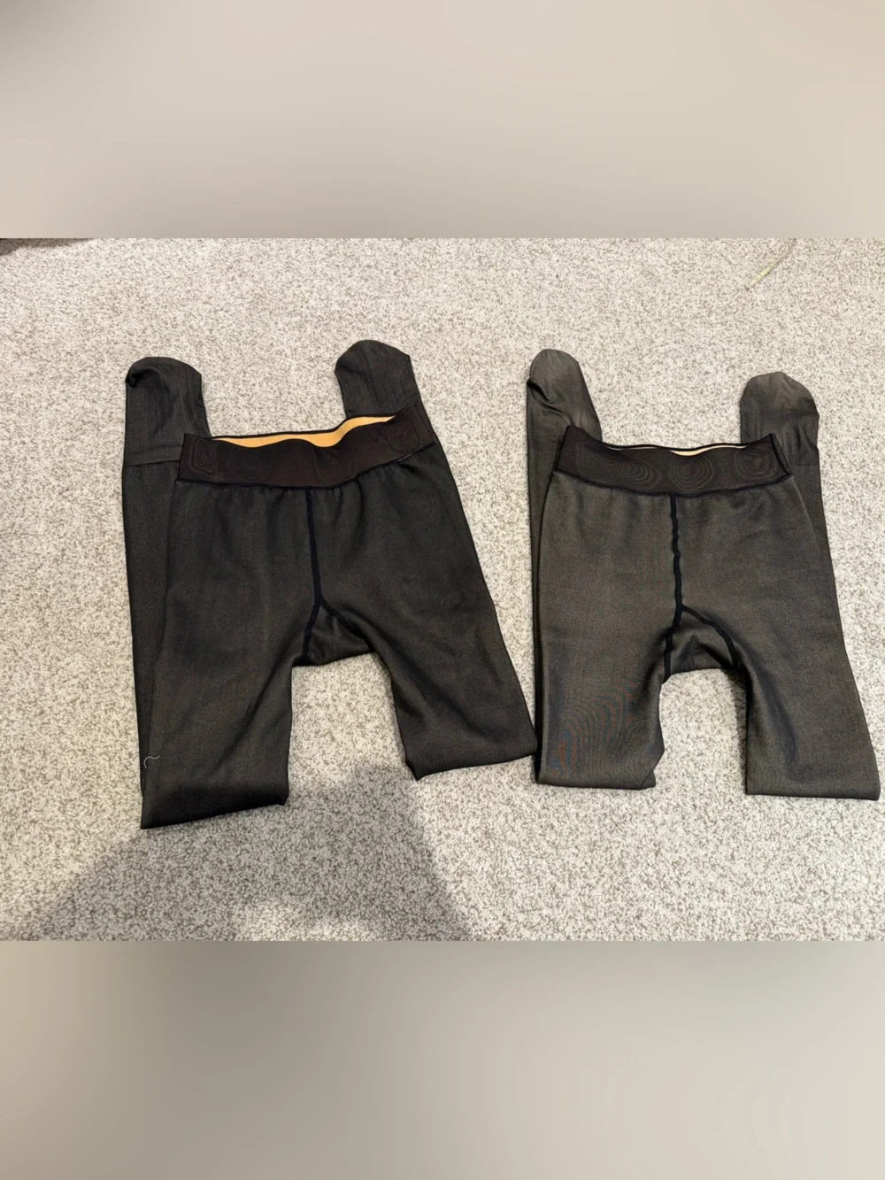 Set of 2 High-Waisted Black Thermal Fleece Lined Tights Leggings Size Small
